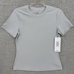 Rhone Shirt womens M Gray Modern Ribbed Tee GOLD FUSION Anti Odor Athletic Gym